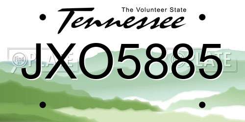 JXO5885 Tennessee License Plate