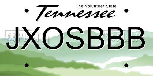 JXOSBBB Tennessee License Plate