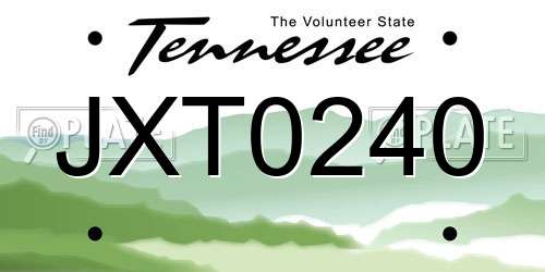 JXT0240 Tennessee License Plate