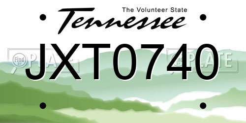 JXT0740 Tennessee License Plate