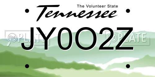 JY0O2Z Tennessee License Plate