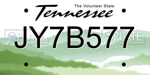 JY7B577 Tennessee License Plate