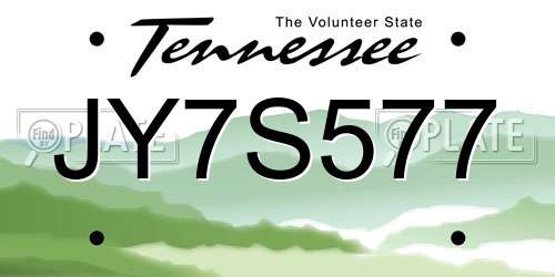 JY7S577 Tennessee License Plate