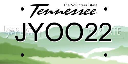 JYOO22 Tennessee License Plate