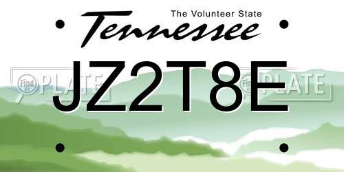 JZ2T8E Tennessee License Plate