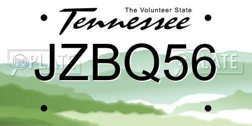 JZBQ56 Tennessee License Plate