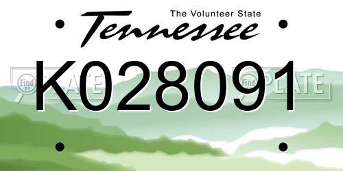 K028091 Tennessee License Plate