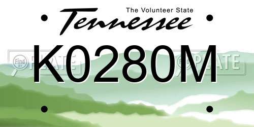 K0280M Tennessee License Plate