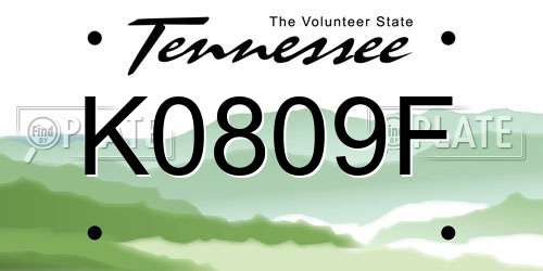 K0809F Tennessee License Plate