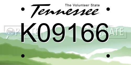 K09166 Tennessee License Plate