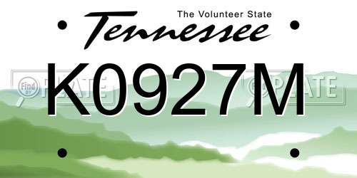 K0927M Tennessee License Plate