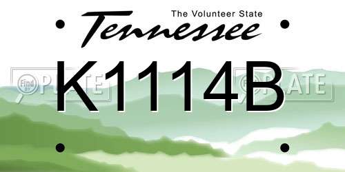 K1114B Tennessee License Plate