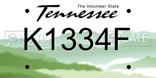 K1334F Tennessee License Plate