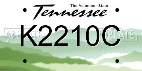 K2210C Tennessee License Plate