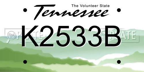 K2533B Tennessee License Plate