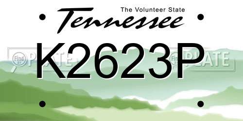 K2623P Tennessee License Plate