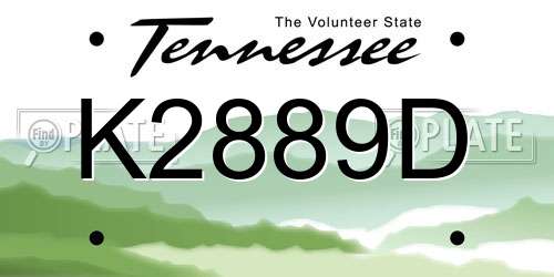 K2889D Tennessee License Plate