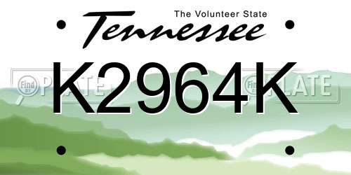 K2964K Tennessee License Plate