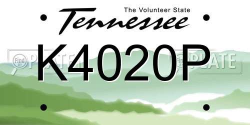 K4020P Tennessee License Plate