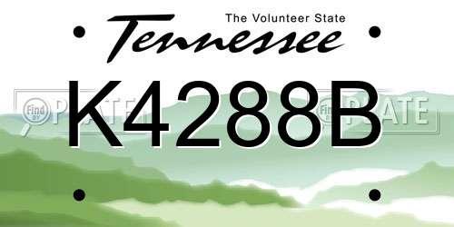 K4288B Tennessee License Plate
