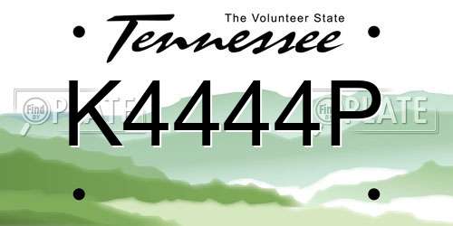 K4444P Tennessee License Plate