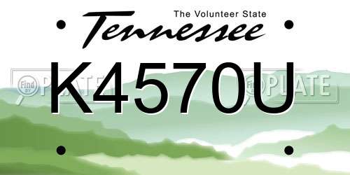 K4570U Tennessee License Plate