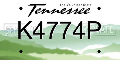 K4774P Tennessee License Plate