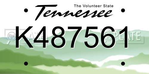 K487561 Tennessee License Plate
