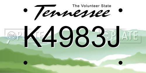 K4983J Tennessee License Plate