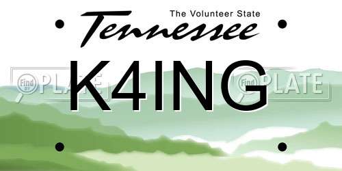 K4ING Tennessee License Plate