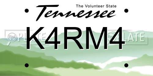 K4RM4 Tennessee License Plate
