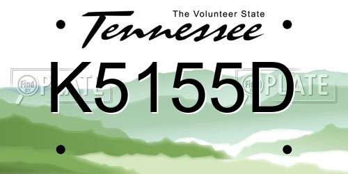 K5155D Tennessee License Plate