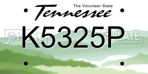 K5325P Tennessee License Plate