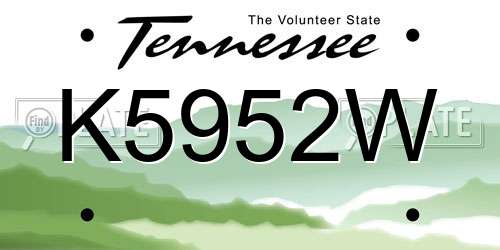 K5952W Tennessee License Plate