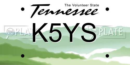 K5YS Tennessee License Plate