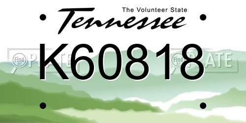 K60818 Tennessee License Plate