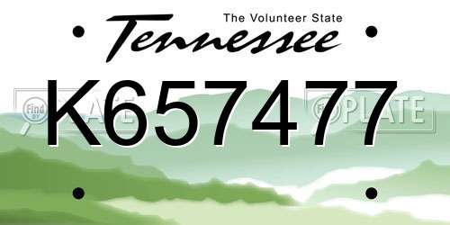 K657477 Tennessee License Plate