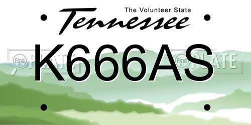 K666AS Tennessee License Plate
