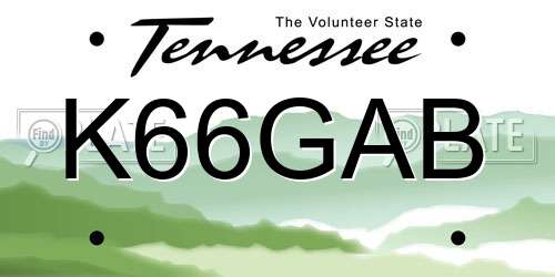 K66GAB Tennessee License Plate