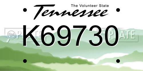K69730 Tennessee License Plate