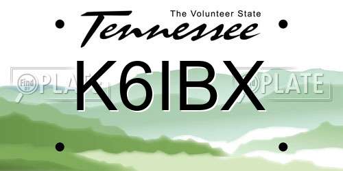 K6IBX Tennessee License Plate