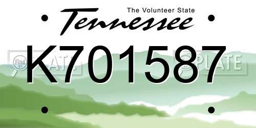K701587 Tennessee License Plate