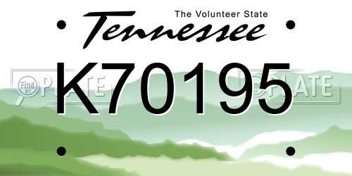 K70195 Tennessee License Plate