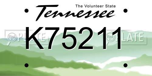 K75211 Tennessee License Plate