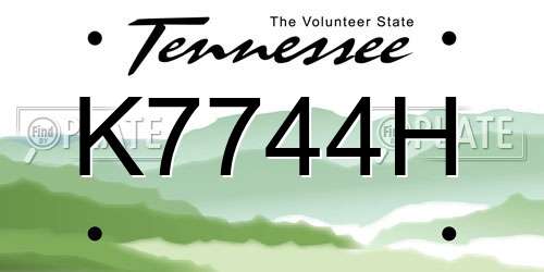 K7744H Tennessee License Plate