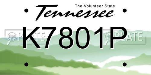 K7801P Tennessee License Plate