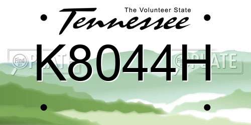 K8044H Tennessee License Plate