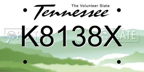 K8138X Tennessee License Plate