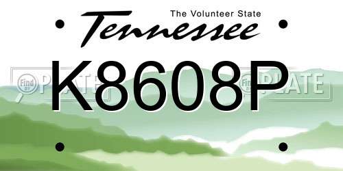 K8608P Tennessee License Plate