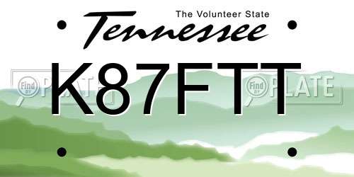 K87FTT Tennessee License Plate